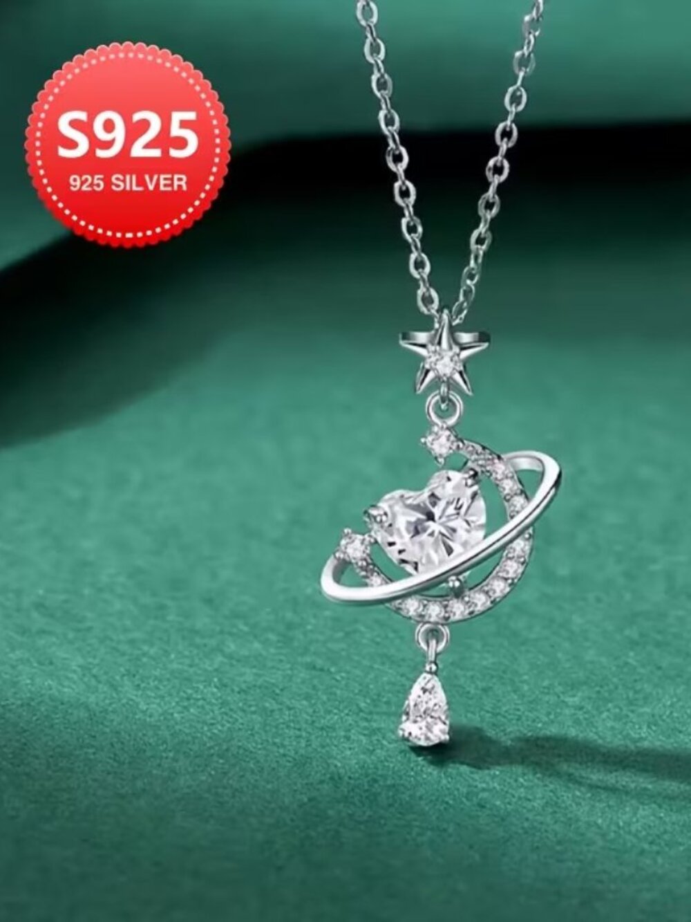 Elegant S Sterling Silver Starry Sky Necklace